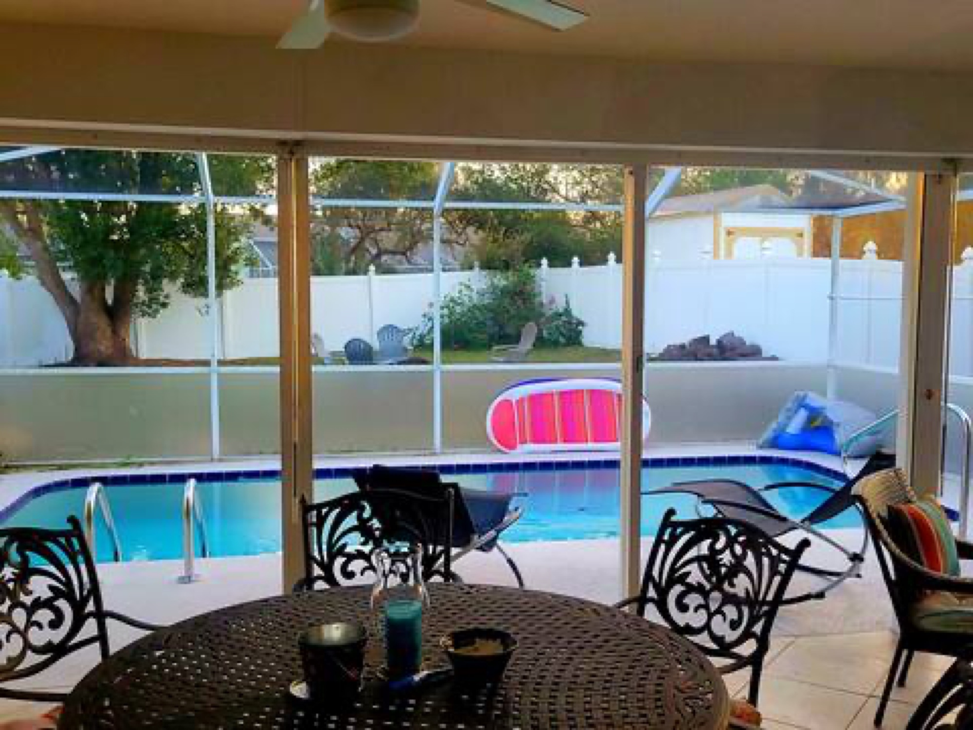 The heated pool at golden hour